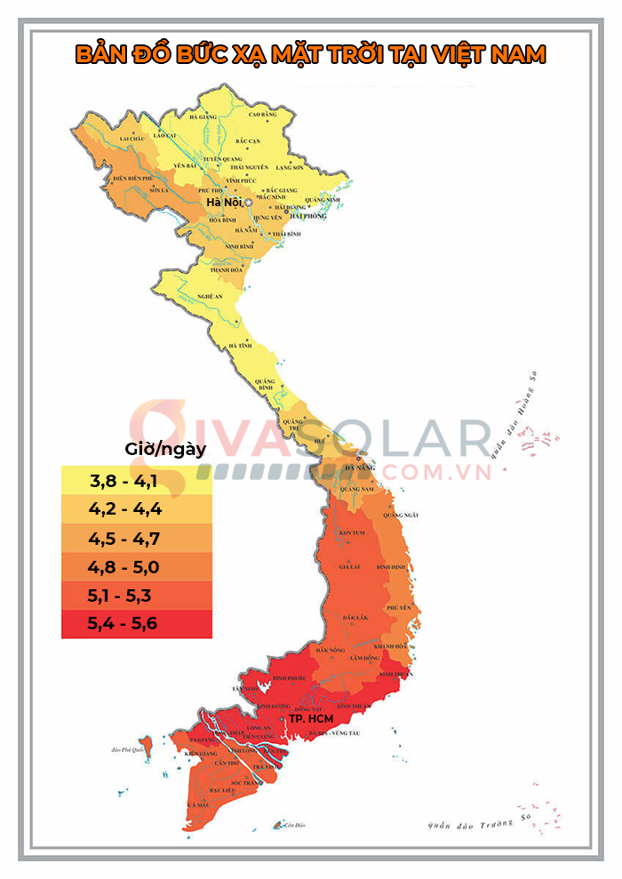 Bản đồ bức xạ mặt trời tại Việt Nam - GivaGroup